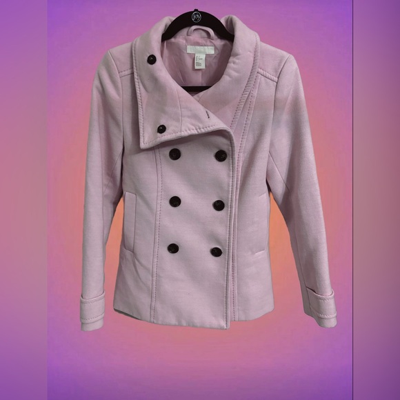H&M Double Breasted Pink Peacoat Lined Women Size 6 NWOT - Picture 1 of 2